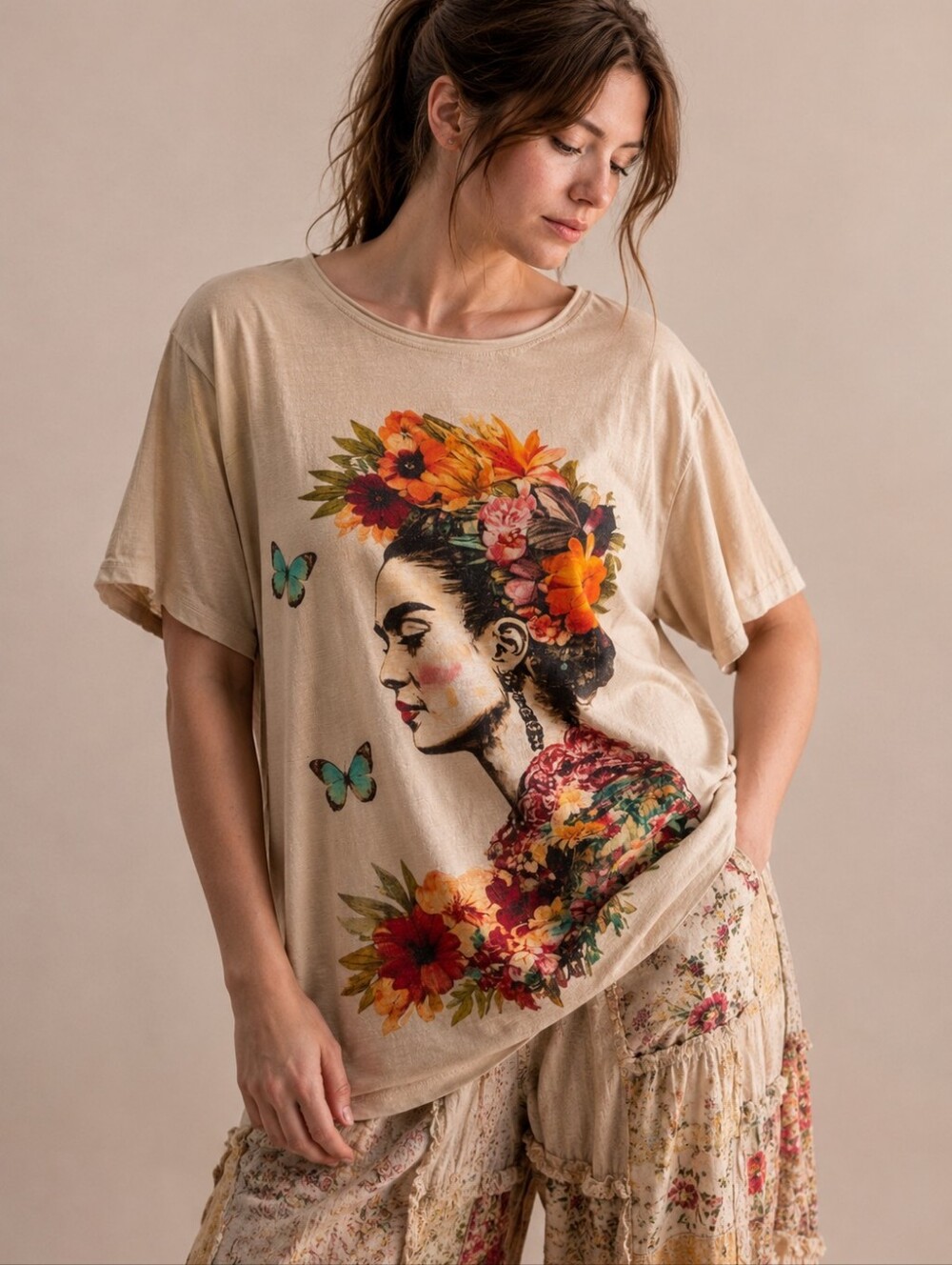 Magnolia style Bohemian Frida Tunic Boho T-shirt Free Style hippie Top M NWT